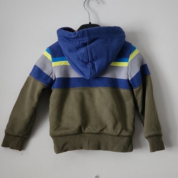 MINI BODEN | hoodie jacket sherpa luned striped green blue sz 18 24 - Picture 4 of 4